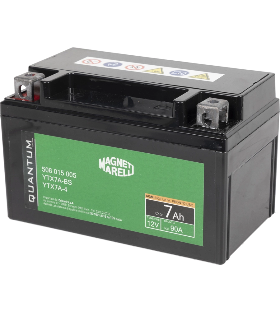 Magneti marelli batteria moto e scooter 7ah 12v 90a tecnologia agm sigillata polo positivo sinistro